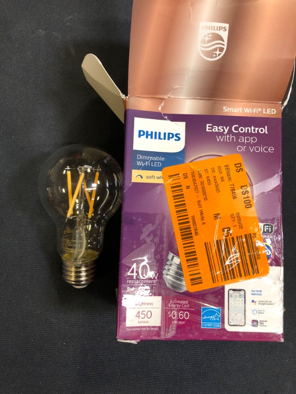 Photo 2 of Philips Soft White Dimmable Wi-Fi LED Bulb w/ WiZ
