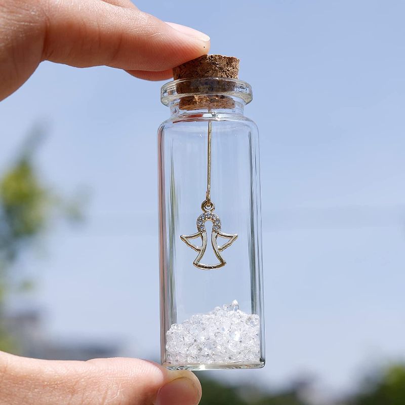 Photo 1 of 6PCS Cork Stoppers Glass Bottles, Decoration Tiny Glass Jars Favors,Mini Vials Cork with Crystal,Small Glass Jars for Wedding Party Supplies
