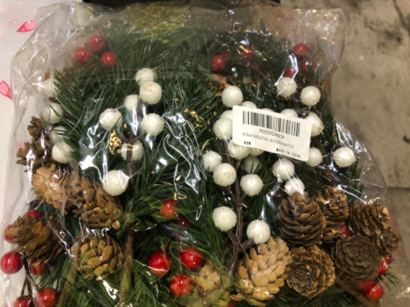 Photo 2 of 18 Pack Artificial Christmas Picks Assorted Red Berry Picks Stems Faux Pine Picks Spray with Pinecones Apples Holly Leaves for Christmas Floral Arrangement Wreath Winter Holiday Season Déco