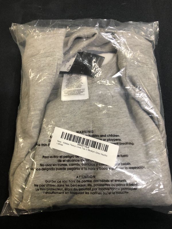 Photo 2 of Adidas Fleece Crew Top S Medium Grey Heather-White size small 
