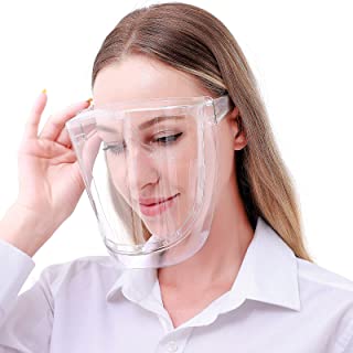 Photo 1 of 4 Pack Clear Safety Face Shield Glasses, Super Lightweight High-Definition Reusable Transparent Shield, Protective Anti-Fog Shields?4pcs Frames with 20pcs Replaceable Visors
