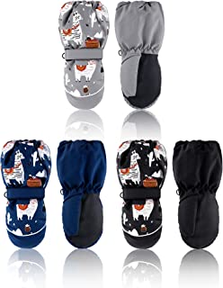 Photo 1 of Kids Waterproof Mittens Gloves Winter Snow Ski Warm Mittens Glove for Boys Girls Toddler Outdoor Activities (Black, Navy Blue, Light Grey,1-3 Years)
