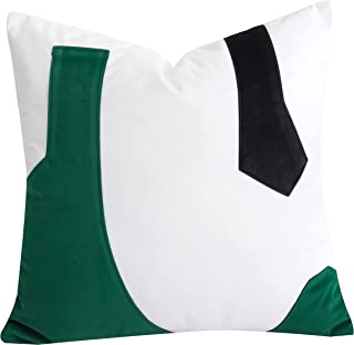 Photo 1 of GADONTAN Mordern Patchwork Decorative Pillow Covers Soft Luxury Velvet Irregular Geometric Throw Pillow Covers Cushion Covers for Sofa Couch Living Room Bedroom (Green White Black 18x18inch)
