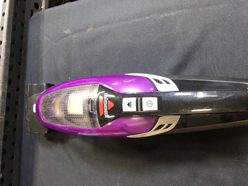 Photo 5 of Bissell Pet Hair Eraser Lithium Ion Cordless Hand Vacuum, Purple
(MISSING CHARGER, BOX AND MANUAL, SCRATCHES AND DIRT IN CANISTER)