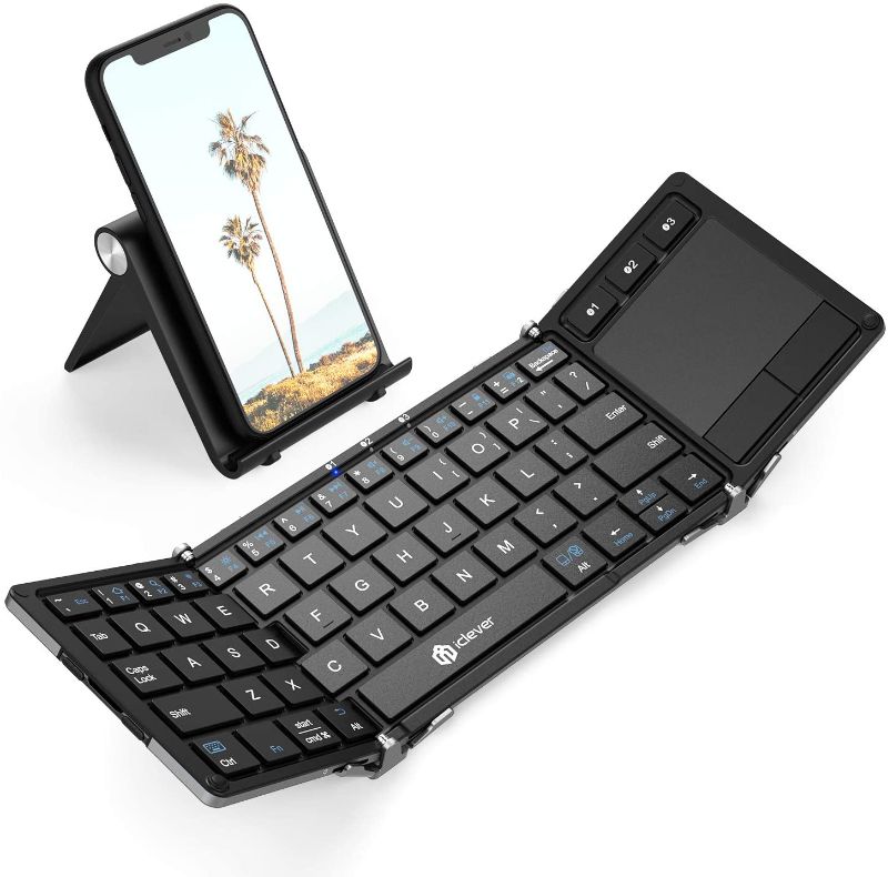 Photo 1 of ICLEVER TR-FOLDING WIRELESS KEYBOARD WITH TOUCHPAD IC-BK08 (MISSING CHARGER)