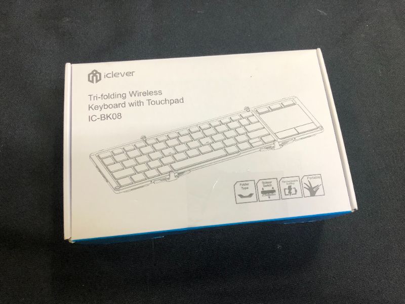 Photo 3 of ICLEVER TR-FOLDING WIRELESS KEYBOARD WITH TOUCHPAD IC-BK08 (MISSING CHARGER)