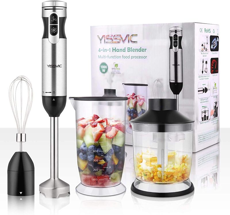 Photo 1 of YISSVIC Hand Blender Immersion Blender Stick Blender for Puree Infant Food, Smoothies, Sauces Soups (1000W 4 In 1)
