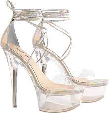Photo 1 of MissHeel Clear Platform  Heels Lace-up SIZE 7 
