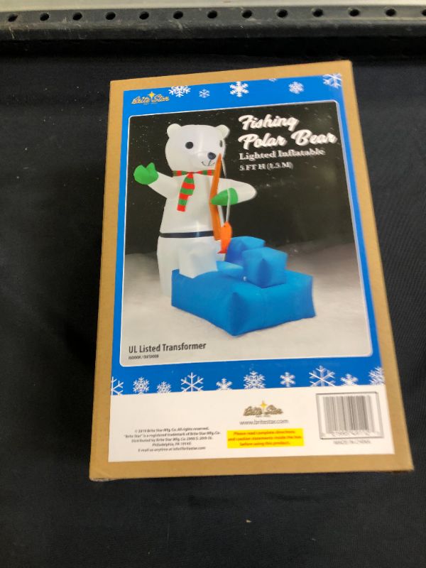 Photo 2 of Brite Star 5ft Fishing Polar Bear Airblown Inflatables, White/Blue