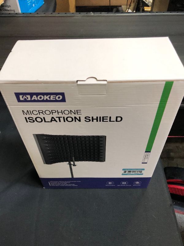 Photo 2 of Aokeo (AO-302) Professional Studio Recording Microphone Isolation Shield.High Density Absorbent Foam is Used to Filter Vocal. Suitable for Blue Yeti and Any Condenser Microphone Recording Equipment
