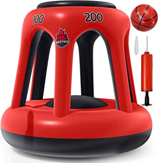 Photo 1 of BESTKID BALL Swimming Pool Basketball Hoop - Inflatable Basketball Hoop Set with Ball, Pump and Two Needles Included - Ideal Pool Game for Kids, Adults and Family (Red & Black)
