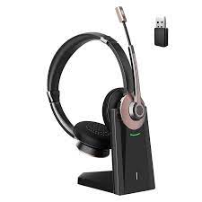 Photo 1 of Bluetooth Headset, Wireless Headset with Microphone Noise Cancelling,  Office Bluetooth Headphones with USB dongle & Charging Base for PC/Mobile