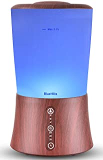 Photo 1 of BlueHills Large 2000 ML XL Essential Oil Diffuser Aroma Humidifier 2 Liter Capacity for Big Living Room Home Baby Long Run XL Huge Coverage Area High Mist Timer Dark Wood Grain 2L S3
