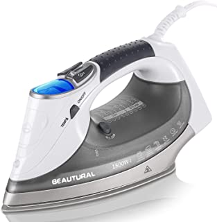 Photo 1 of BEAUTURAL 1800-Watt Steam Iron with Digital LCD Screen, Double-Layer and Ceramic Coated Soleplate, 3-Way Auto-Off, 9 Preset Temperature and Steam Settings for Variable Fabric
