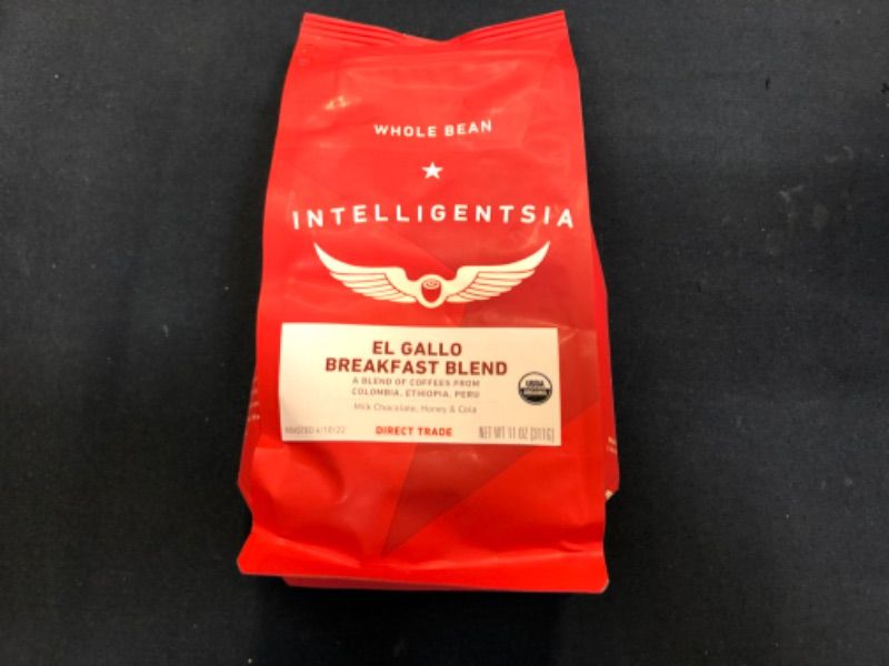 Photo 2 of /Intelligentsia Coffee, Light Roast Whole Bean Coffee - Organic El Gallo Breakfast Blend Blend 11 Ounce Bag with Flavor Notes of Milk Chocolate, Honey and Cola EXP Jul/09/2022
