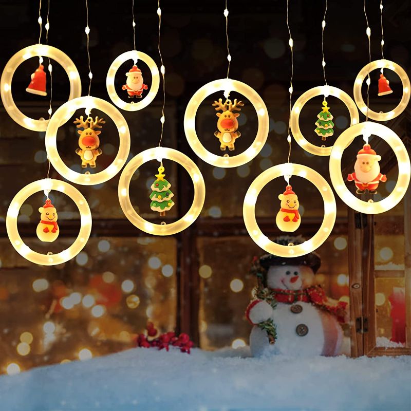 Photo 1 of Christmas String Lights, 120 LED 10Pcs Santa Fairy Lights, Waterproof Copper Twinkle Light, Led Battery Christmas Hanging Ornaments for Indoor Outdoor, Xmas Tree Patio Bedroom Decor
