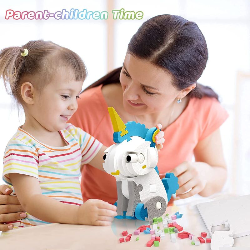 Photo 1 of Small Unicorn 3D Puzzle for Kids, Soft EVA 37 PCS Building Blocks STEM Toy Puzzle Build 3D Puzzles Educational Crafts Building DIY
