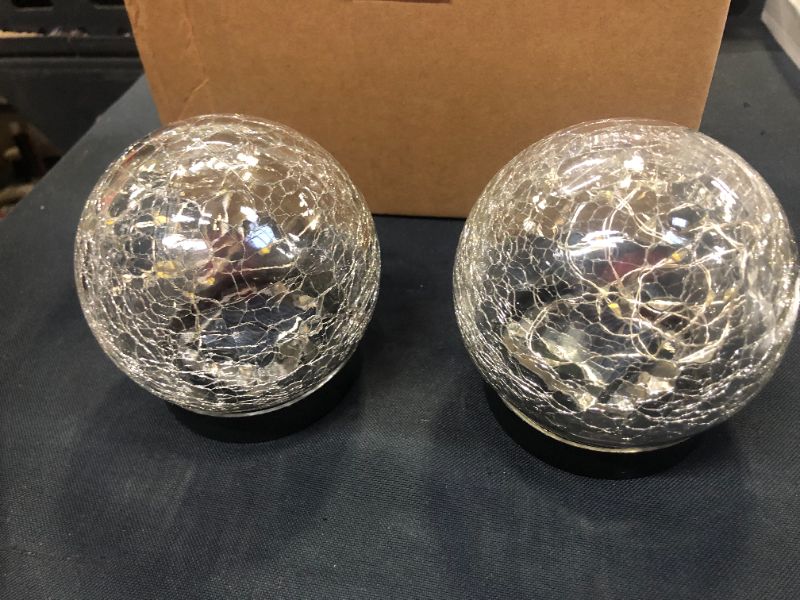 Photo 2 of solar garden light 2 pack crack glass ball lights 