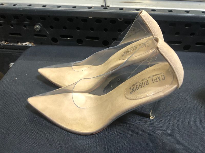 Photo 2 of Cape Robbin Glass Doll Clear Stiletto High Heels for Women, Slip On Sexy Shoes with Pointed Toe size 7.5
