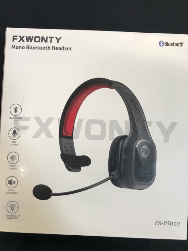 Photo 2 of FXWONTY Trucker Bluetooth Headset, Bluetooth Headset with Microphone Noise Canceling & Mute Button, Bluetooth 5.0 Multipoint Headphones for Trucker/Remote Worker/Online Class/Call Center/Zoom/Teams
