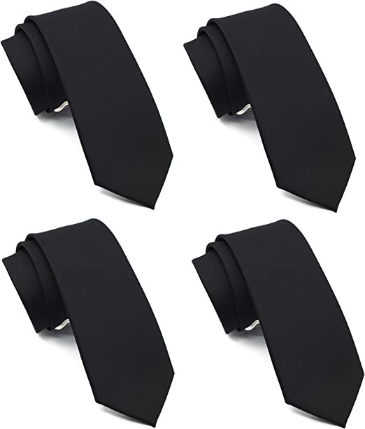Photo 1 of ZENXUS Skinny Solid Ties for Men, 2.5 inch Slim Plain Neckties 4-Pack
