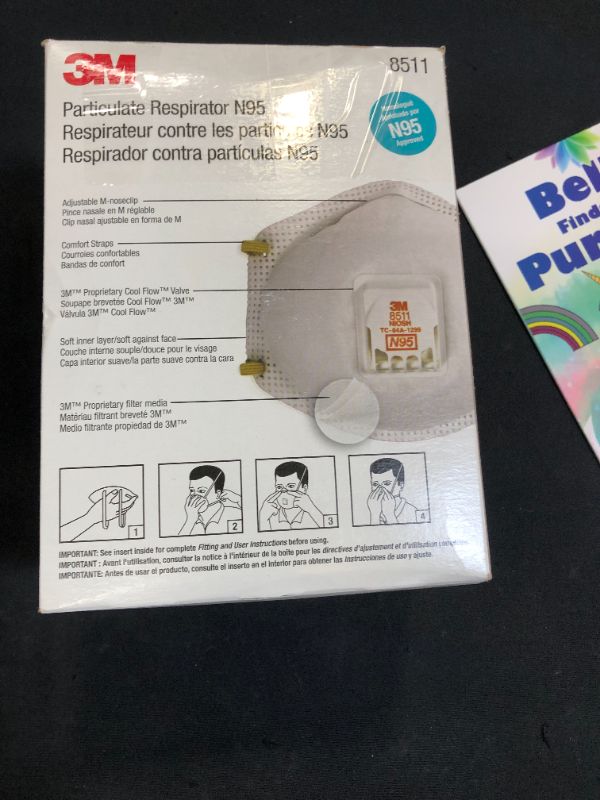 Photo 2 of 3M Particulate Respirator 8511, Pack of 10, N95, Cool Flow Exhalation Valve, Disposable, Braided Comfort Strap, M Noseclip
