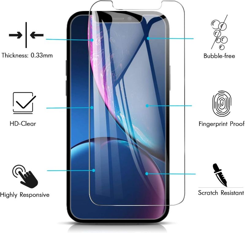 Photo 1 of [3 Pack] MMY Compatible with iPhone 12 Screen Protector, iPhone 12 Pro Screen Protector 6.1 Inch + [1 Pack] Compatible with iPhone 12 / iPhone 12 Pro Case Tempered Glass Film HD Clarity (Clear) 2 PACK 
