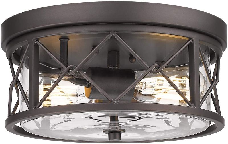 Photo 1 of Zeyu 2-Light Flush Mount Ceiling Light, 12 Inch Kitchen Light Fixtures Ceiling with Clear Glass Cover, Oil Rubbed Bronze Finish, ZY25-F ORB
