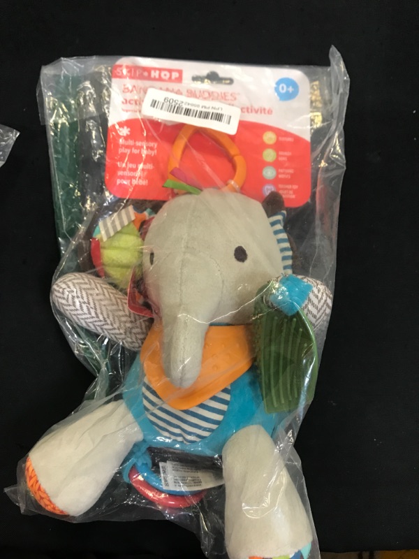 Photo 2 of Skip Hop Bandana Buddies Baby Activity and Teething Toy with Multi-Sensory Rattle and Textures, Elephant
