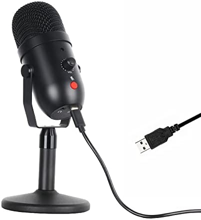 Photo 1 of USB Condenser Microphone with Stand, Adjustable Volume Control, Headphone Input & Mute Button, Works with Windows & Mac, Perfect for Streaming & Broadcasting
