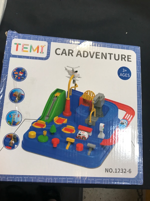 Photo 2 of Car Adventure Toys for 3 4 5 6 7 8 Year Old Boys Girls, Race Tracks Toy for Boys with 4 Toy Vehicle, Preschool Educational Toy Car for Boys, Interactive Classic Toys Vehicle, Blue
