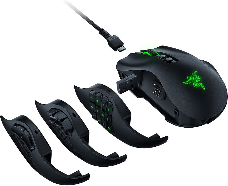 Photo 1 of Razer Naga Pro Wireless Gaming Mouse: Interchangeable Side Plate w/ 2, 6, 12 Button Configurations - Focus+ 20K DPI Optical Sensor - Fastest Gaming Mouse Switch - Chroma RGB Lighting
