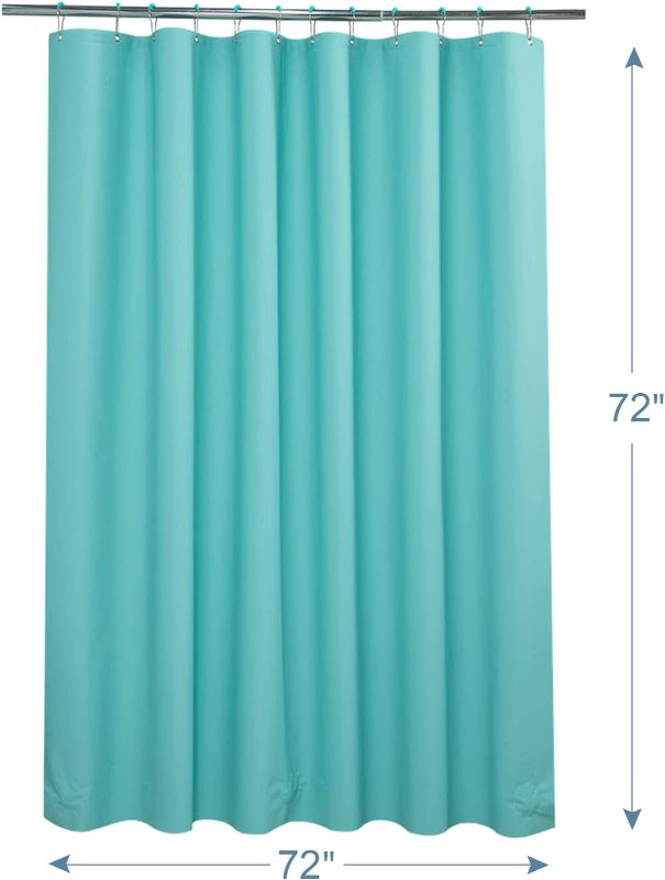 Photo 1 of AmazerBath Plastic Shower Curtain Liner, 72 x 72 Inches EVA 8G Heavy Duty Teal Shower Curtain Liner, Waterproof Weighted Thick Bathroom Curtain with 3 Clear Weights and 12 Rustproof Grommet Holes
