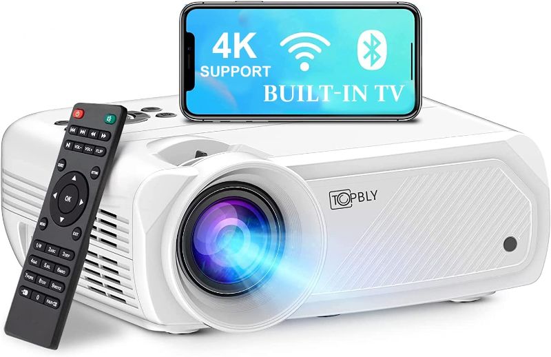 Photo 1 of 1080P WiFi Bluetooth Projector Built-in TV, TOPBLY 4K Supported with Smartphone Screen Mirroring (Android/iOS) Portable Mini Home Movie Projector with HDMI VGA USB Port Cable
