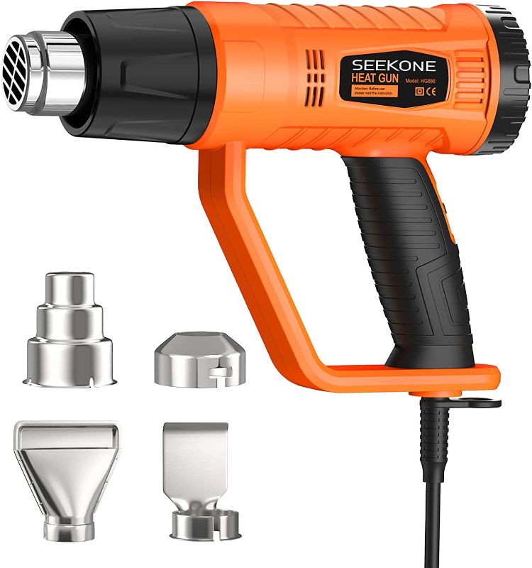 Photo 1 of SEEKONE Heat Gun 1800W Heavy Duty Fast Heat Hot Air Gun Kit with 752?&1112??400?-600?? Dual-Temperature Settings and 4 Nozzles with Overload Protection for Crafts, Shrinking PVC, Stripping Paint
