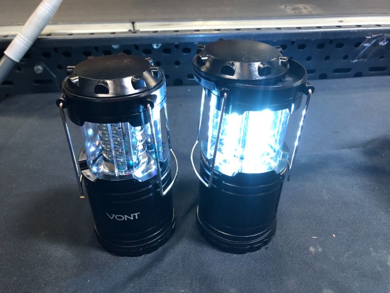 Photo 3 of Vont 2 Pack LED Camping Lantern, Super Bright Portable Survival Lanterns, Must Have During Hurricane, Emergency, Storms, Outages, Original Collapsible Camping Lights/Lamp (Batteries Included)
