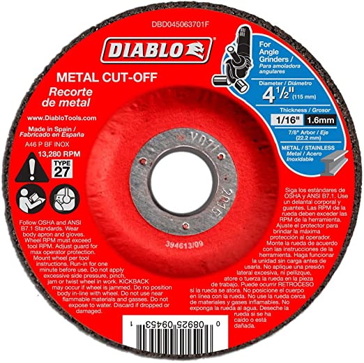 Photo 1 of 4-1/2 in. Type 27 Metal Cut-Off Disc for X-Lock and 7/8 in. Arbor Angle Grinders
5 PC