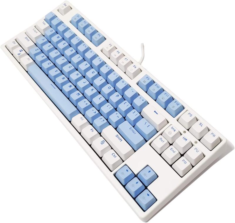 Photo 1 of 60% Gaming Keyboard with Black Switches, RGB Rainbow LED Backlight, Tenkeyless 87 Key Mechanical Keyboards for Windows and PC (Blue-White)
