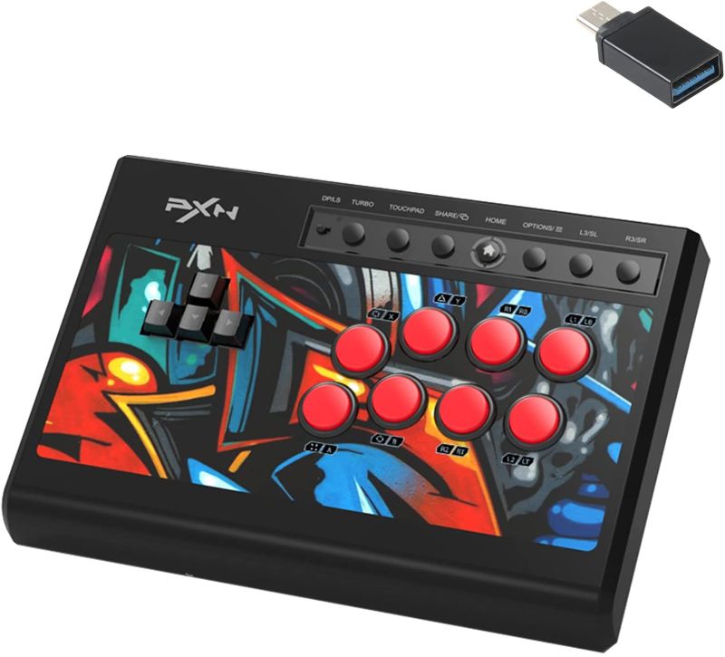 Photo 1 of Arcade Fight Stick, PXN X8 Street Fighter Arcade Game Fighting Joystick with USB Port, with Turbo & Audio Functions, Suitable for PS3 / PS4 / Xbox ONE/Xbox Series X&S/Nintendo Switch/PC Windows.

