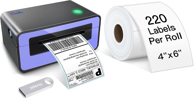 Photo 1 of POLONO Label Printer - 150mm/s 4x6 Thermal Label Printer, POLONO 4''×6'' Direct Thermal Shipping Label, 220 Labels/Roll, Compatible with Amazon, Ebay, Etsy, Shopify and FedEx
