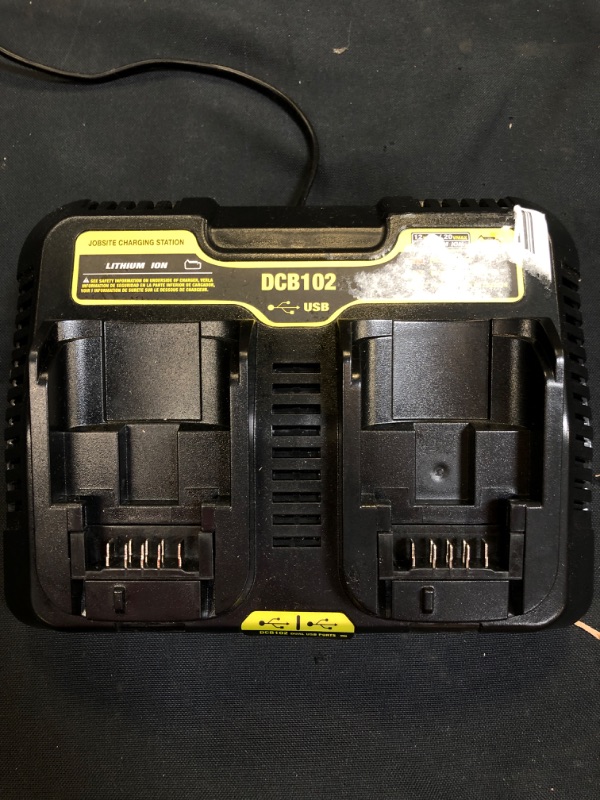 Photo 2 of 2-Port 20V DCB102BP Charger Compatible with Dewalt 12V - 20V MAX Jobsite Charging Station DCB102 DCB102BP Lithium Battery DCB205-2 DCB204-2
