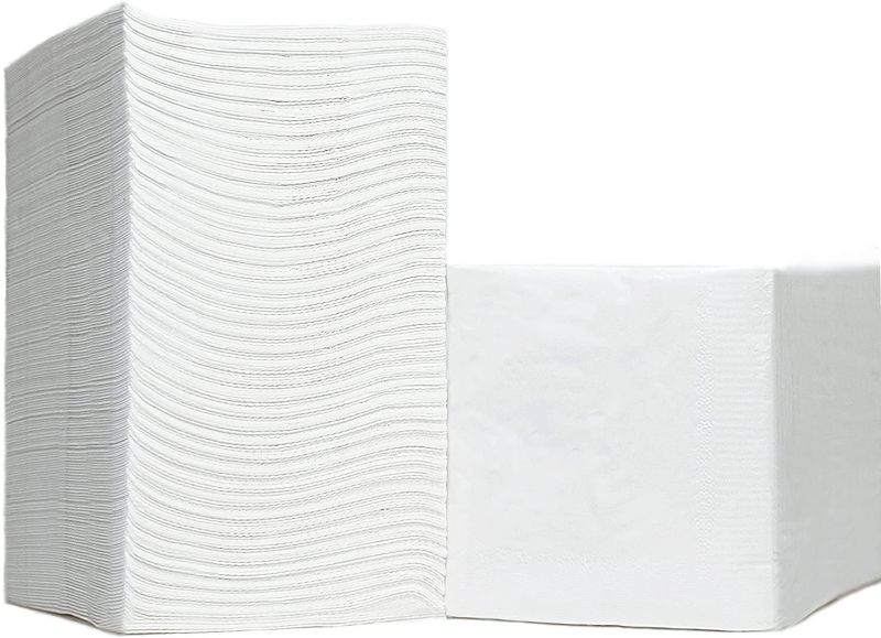 Photo 1 of 500 Pack Cocktail Napkins Paper - Quality 3-Ply White Beverage Napkins - Restaurant, Event, Bar Napkins - Perfect Size Dessert Napkins - Party Napkins Bulk - Elegant Wedding Napkins Disposable
