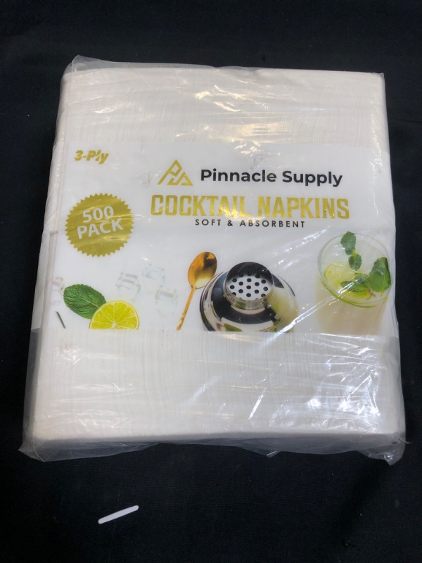 Photo 2 of 500 Pack Cocktail Napkins Paper - Quality 3-Ply White Beverage Napkins - Restaurant, Event, Bar Napkins - Perfect Size Dessert Napkins - Party Napkins Bulk - Elegant Wedding Napkins Disposable
