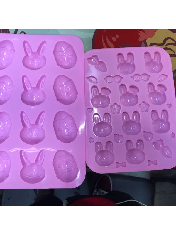 Photo 3 of 2 Pack Easter Egg and Bunny Silicone Molds Tray, Egg Shaped Mold Baking Pan Resin Cake Chocolate Mold, for Candy Gummy Ice Cube Jello Jelly Cake Mini Soap Wax Crayon Melt Resin Clay
