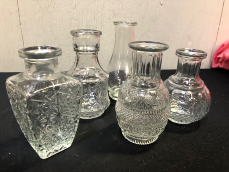 Photo 2 of 6 PC Sets Bud Vase Clear Glass Vases for Flowers Small Rustic Vases for Home Decor, Mini Bud Vases in Bulk Cute Glass Vases for Centerpieces