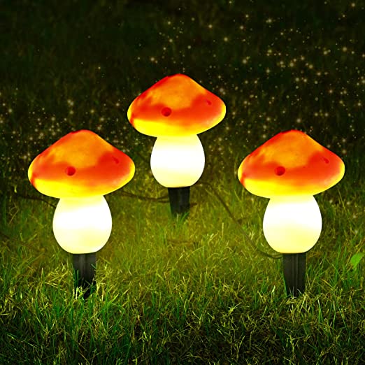 Photo 1 of Outdoor Solar Garden Lights, Cute Mushroom Shape Decorative Lamp, Solar Mushroom Light Ideal for Garden, Yard, Backyard, Lawn, Path Lights?1-Pack of 3 Mushroom Lights?
