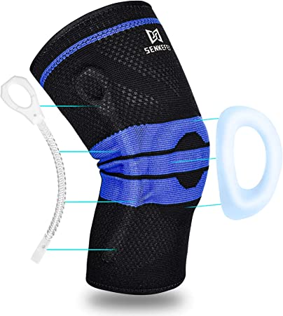 Photo 1 of  SENKEFEI Knee Compression Sleeve for Men and Women,Knee Pads for Running, Basketball, Weightlifting, Gym, Exercise, Sports (Black, Medium (1 Pack))