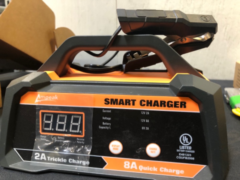 Photo 4 of Ampeak 6V 12V Smart Car Battery Charger and Maintainer 2A 8A Fully Automatic with Cable Clamps
