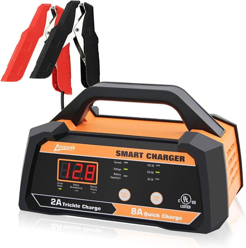 Photo 1 of Ampeak 6V 12V Smart Car Battery Charger and Maintainer 2A 8A Fully Automatic with Cable Clamps
