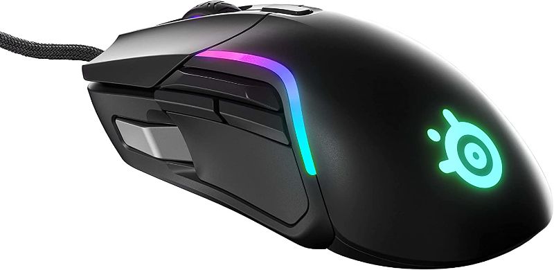 Photo 1 of  SteelSeries Rival 5 Gaming Mouse with PrismSync RGB Lighting and 9 Programmable Buttons – FPS, MOBA, MMO, Battle Royale – 18,000 CPI TrueMove Air Optical Sensor - Black